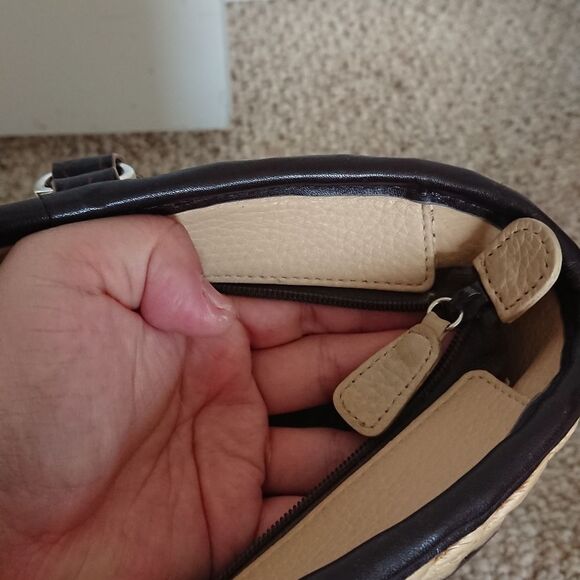 Brighton Scroll weaved straw tote purse leather - butterfly design - Picture 7 of 16